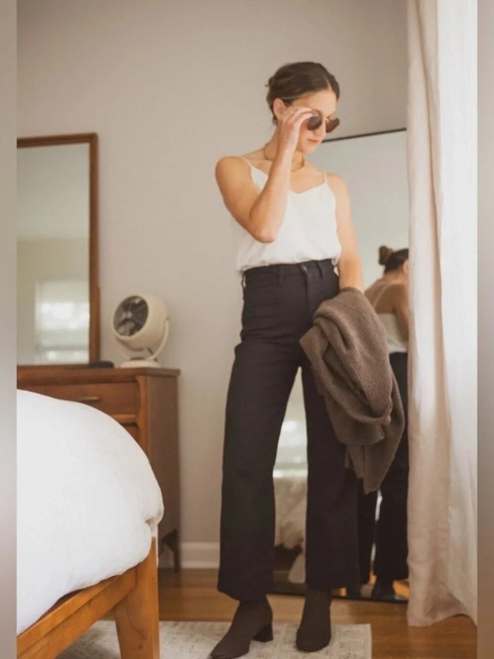QUINCE Black Heavy Cotton Crop Pants - EUC
